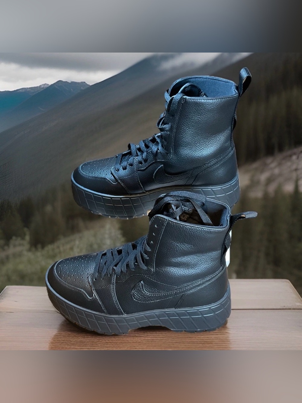 SIZE 11 Nike Women's Air Jordan 1 Brooklyn High 'Triple Black' FJ5737-001 NEW